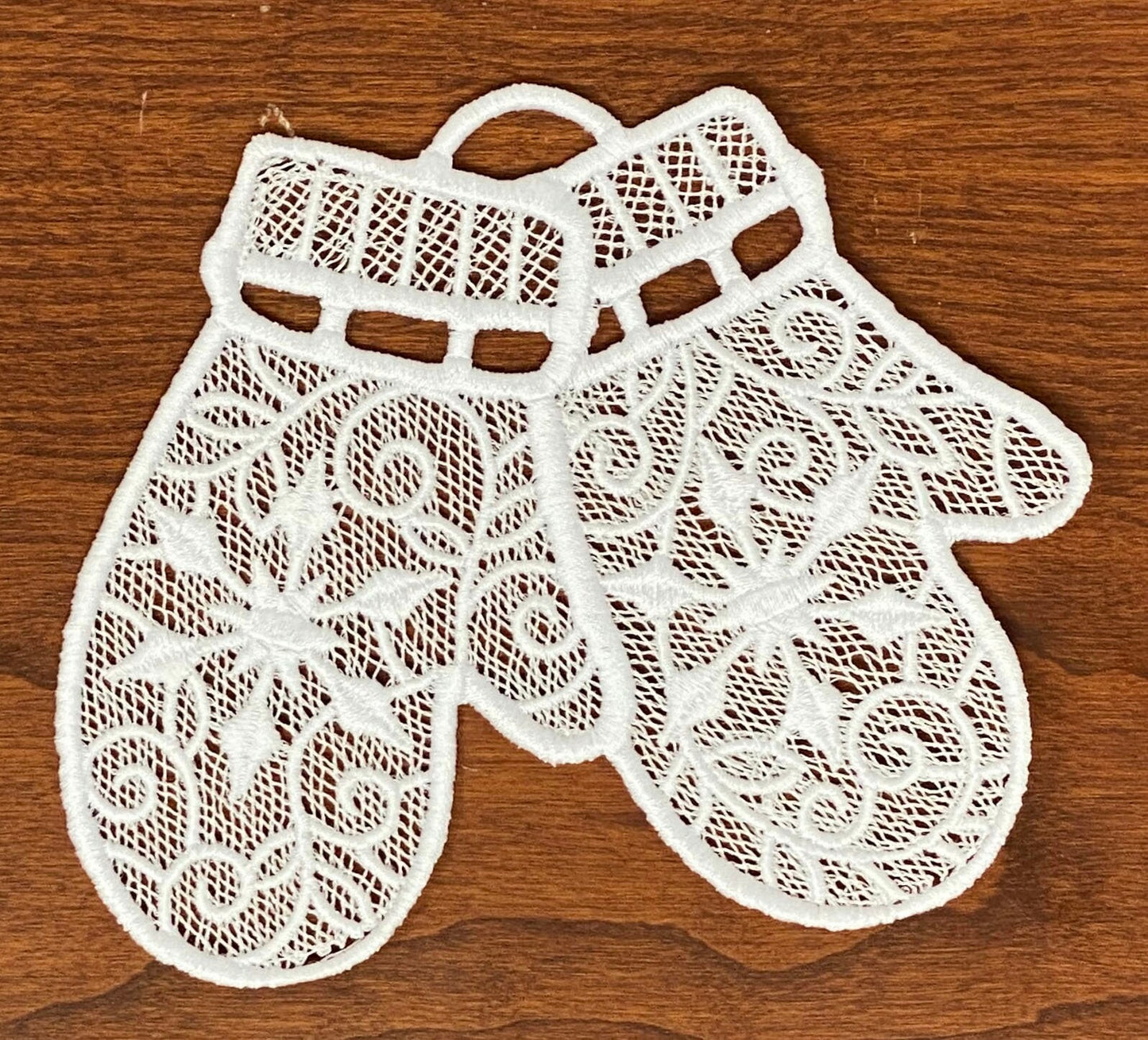 FSL Winter Ornaments - Set of 6, Free Standing Lace Embroidered Ornaments, Winter Collection #1