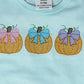 Pumpkins with Bows Aqua Bodysuit, Fall Pumpkins Baby Shirt, Pumpkin Baby Aqua Bodysuit, Embroidered Pumpkin Bodysuit