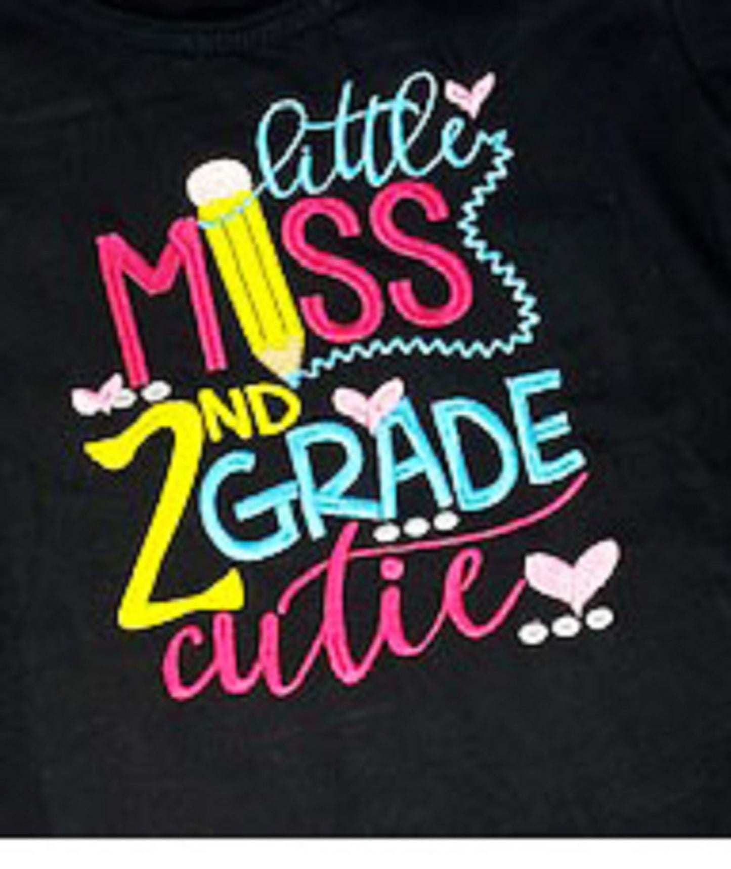 ANY GRADE, Little Miss 2nd Grade Cutie Shirt, Embroidered Back to School Shirt, 2nd Grade School Puffed Sleeve Shirt