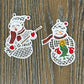 Snowman Ornament Collection #1, Set of 10 Different Embroidered Snowman Ornaments, Snowman Tree Ornaments, Snowman Gifts, FSL