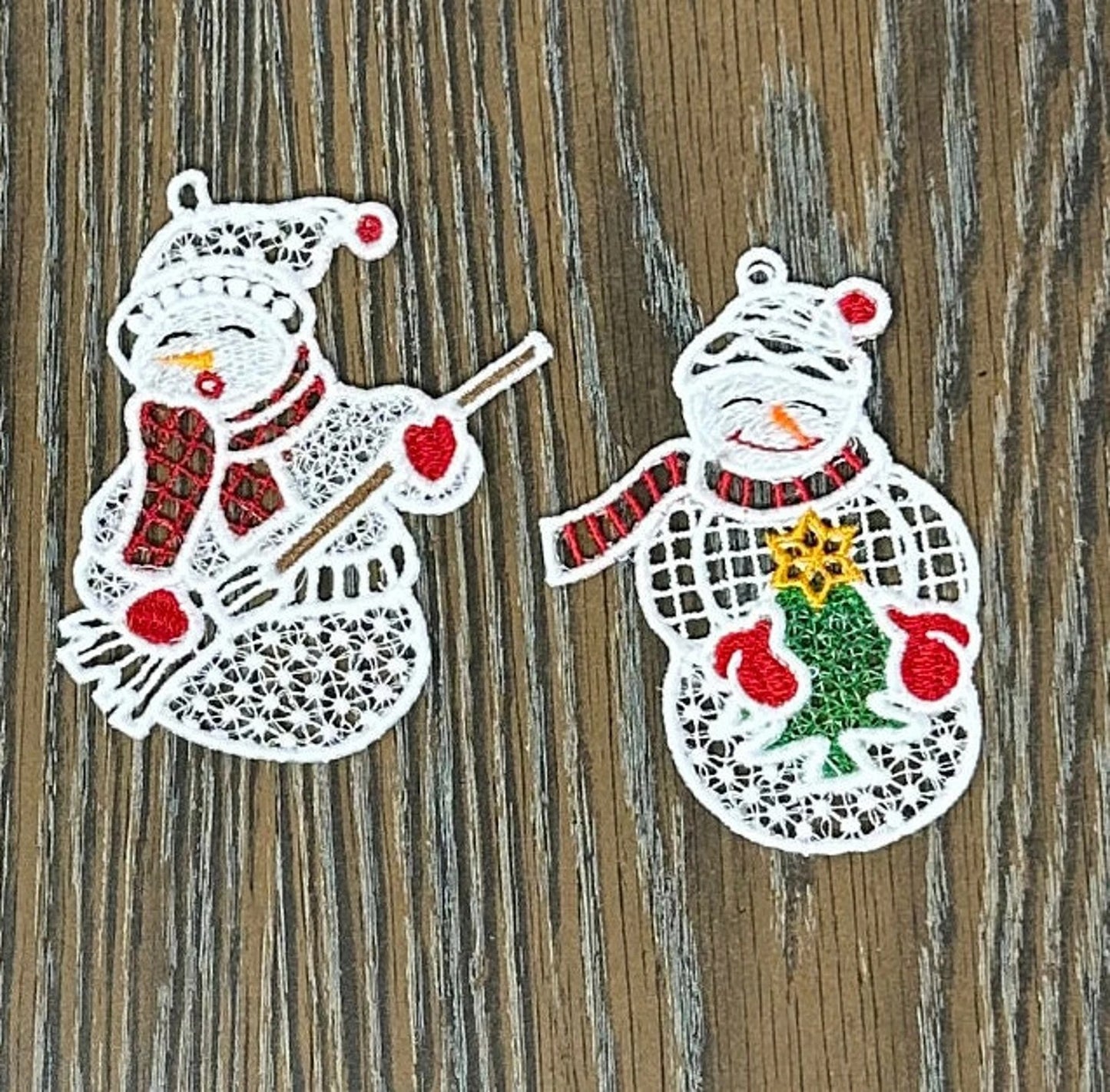 Snowman Ornament Collection #1, Set of 10 Different Embroidered Snowman Ornaments, Snowman Tree Ornaments, Snowman Gifts, FSL