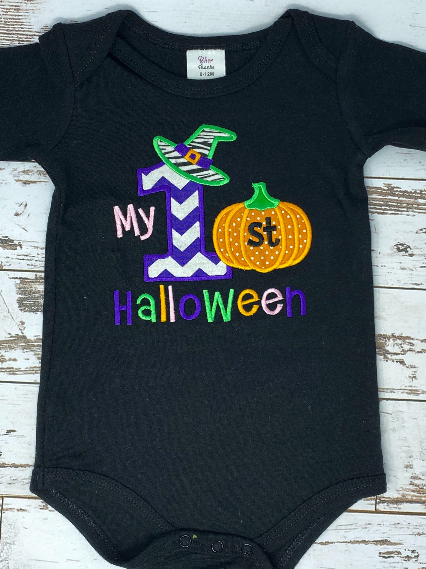 My 1st Halloween, Girls Applique Black Bodysuit, Halloween Shirt