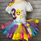 Tutu Shirt Hairbow, 2nd Birthday Tutu Set, Rainbow colored Tutu, ANY Age ANY Size Tutu Shirt and Hairbow