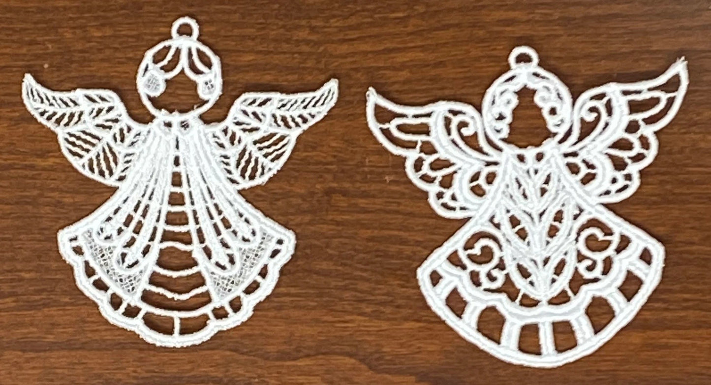 Lace Angel Collection#1 - Set of 10, Embroidered Angel Ornaments, Angel Tree Ornaments, Angel Gifts