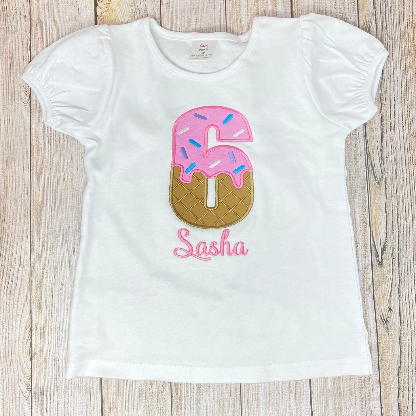 ANY Age ANY Size Ice Cream Shirt, Girls Ice Cream Party, 1st Birthday Party, Smash Cake Shirt