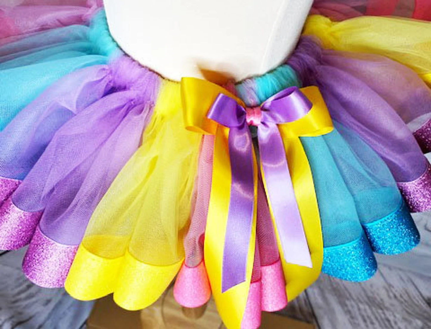 Tutu Shirt Hairbow, 2nd Birthday Tutu Set, Rainbow colored Tutu, ANY Age ANY Size Tutu Shirt and Hairbow