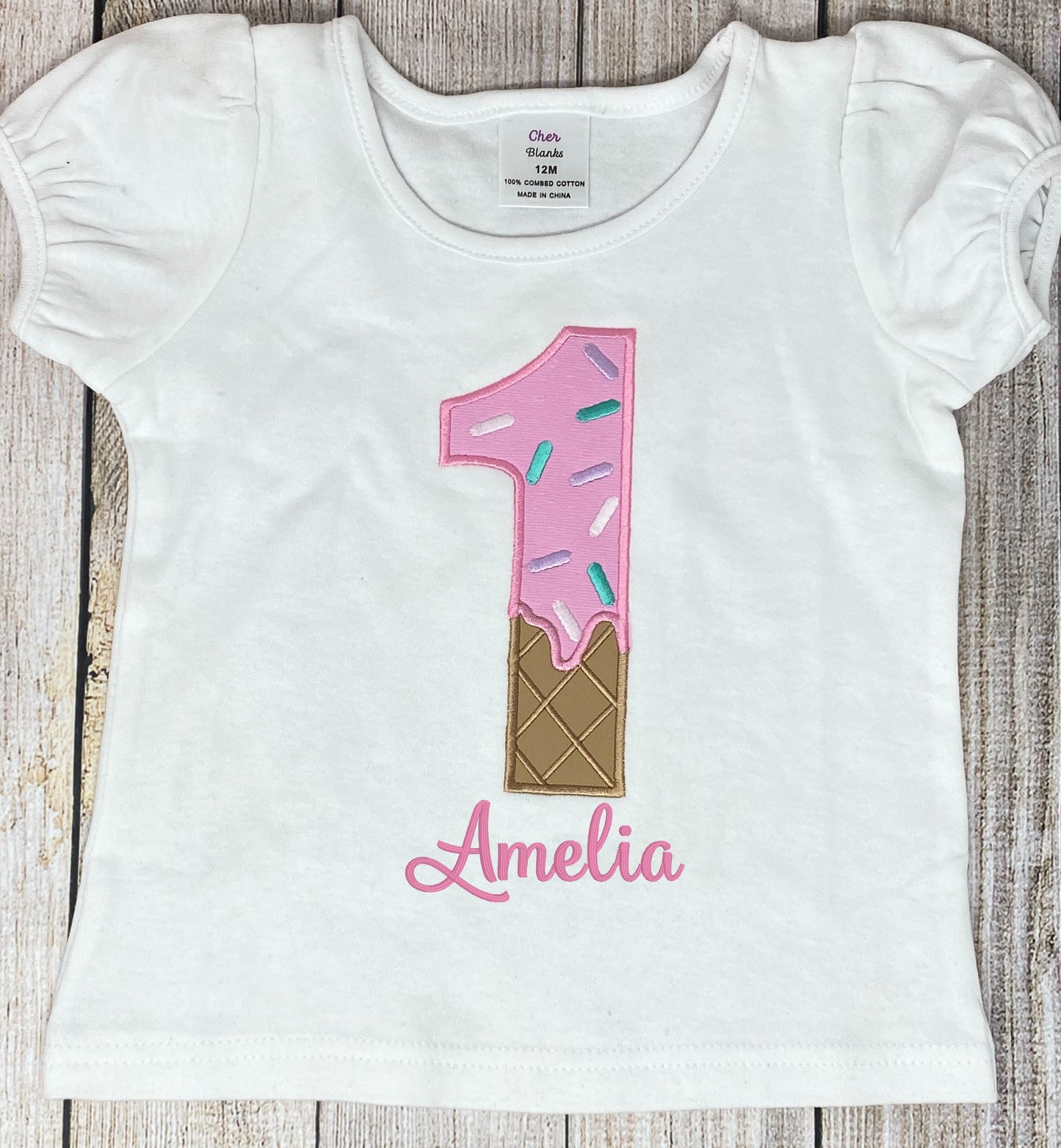 ANY Age ANY Size Ice Cream Shirt, Girls Ice Cream Party, 1st Birthday Party, Smash Cake Shirt