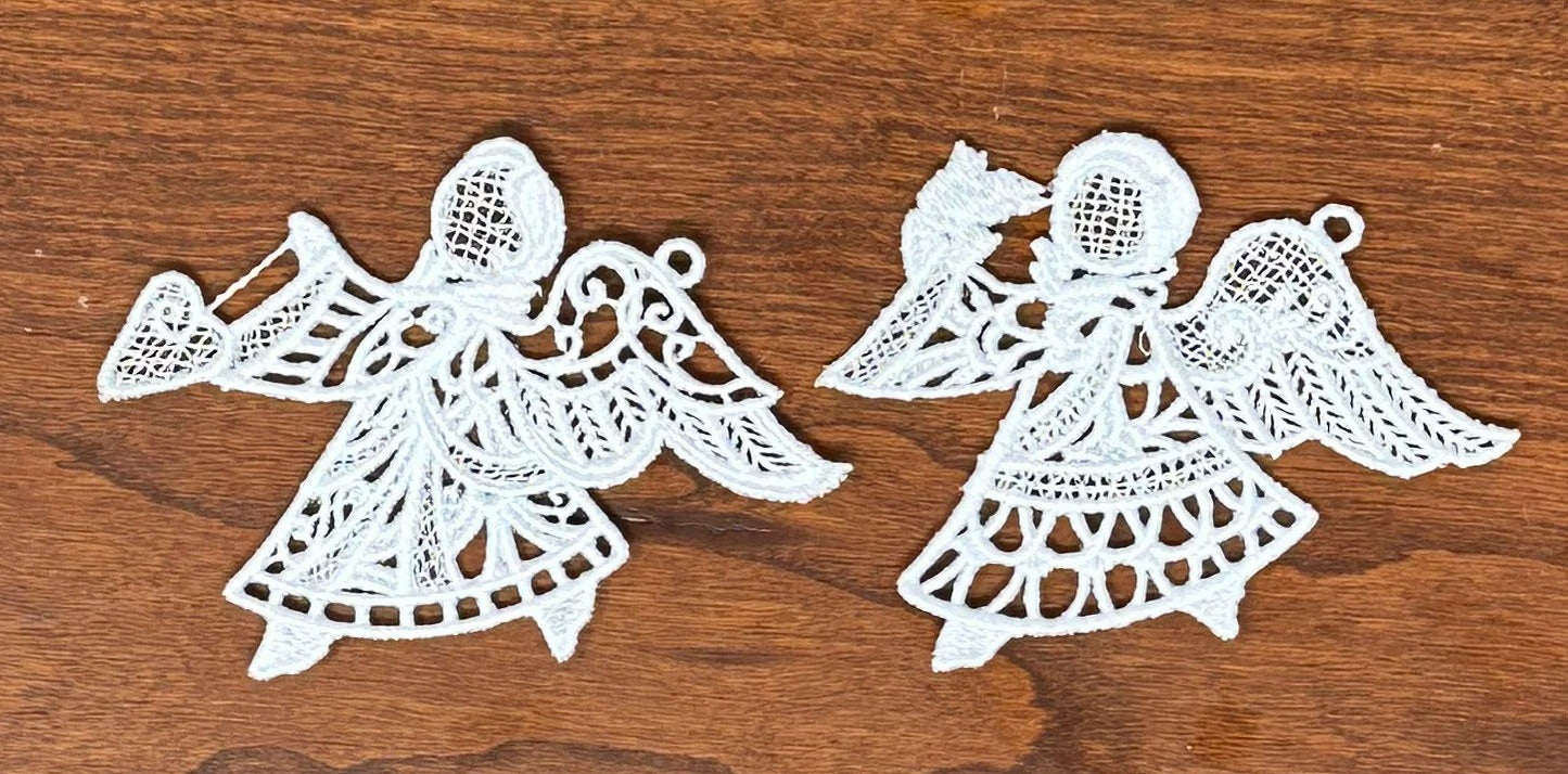 Lace Angel Collection#3 - Set of 10, Embroidered Angel Ornaments, Angel Tree Ornaments, Angel Gifts