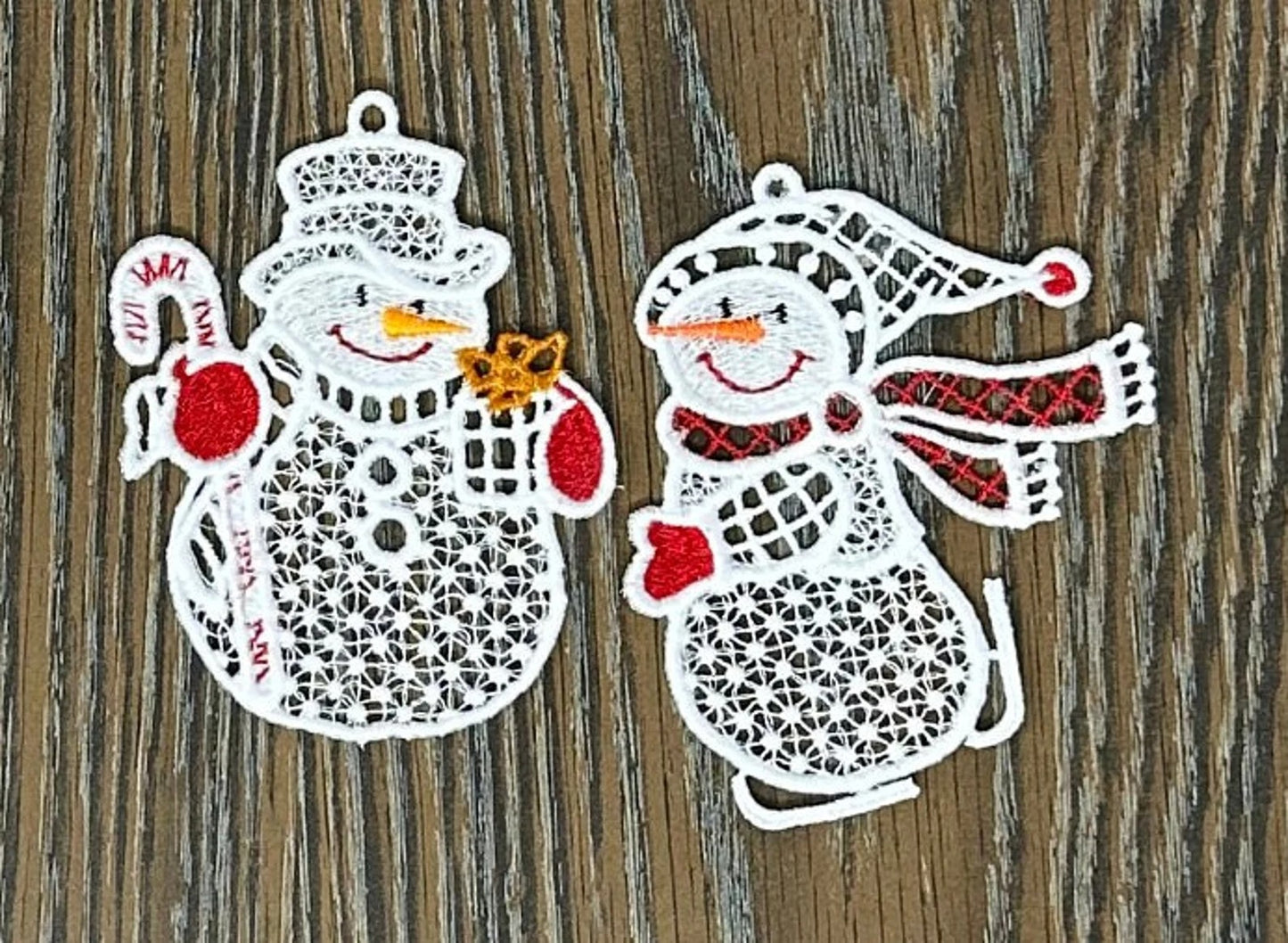 Snowman Ornament Collection #1, Set of 10 Different Embroidered Snowman Ornaments, Snowman Tree Ornaments, Snowman Gifts, FSL