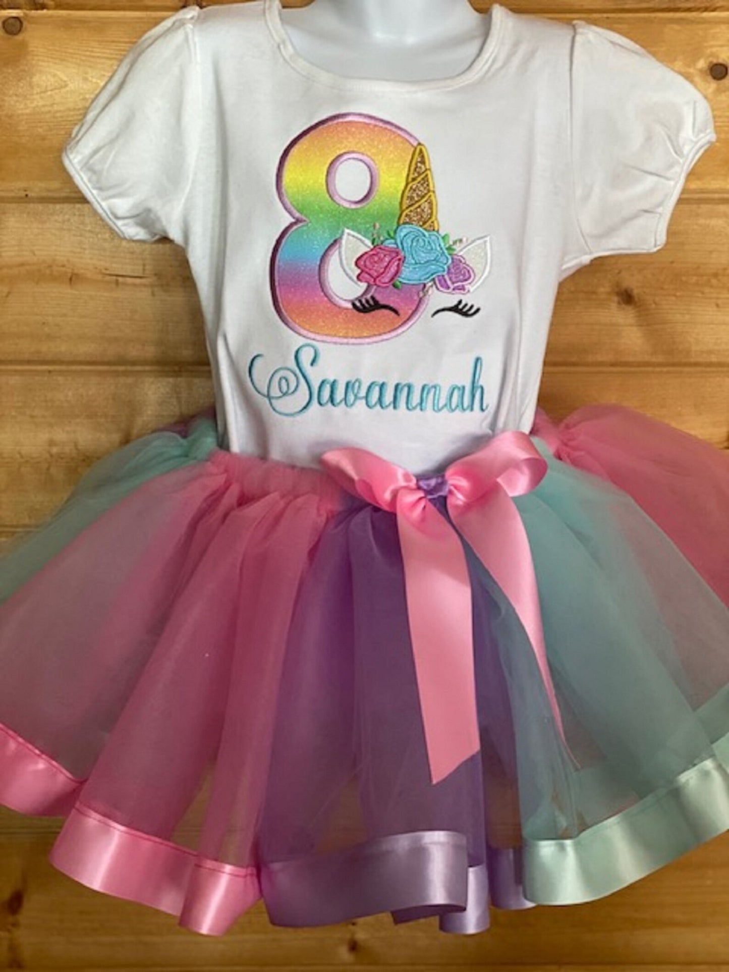 Unicorn Birthday Shirt and Tutu, Free Personalized Unicorn Puffed Sleeve T-Shirt, Unicorn birthday, Unicorn Shirt, 8th Birthday Girl Shirt