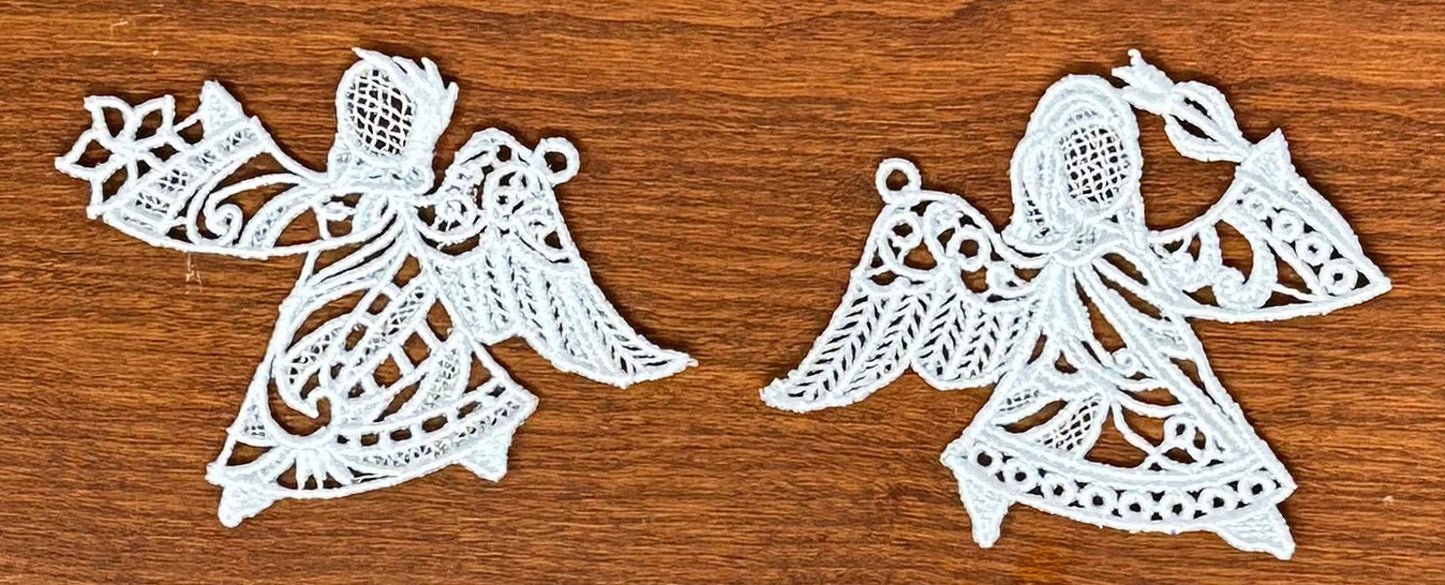 Lace Angel Collection#3 - Set of 10, Embroidered Angel Ornaments, Angel Tree Ornaments, Angel Gifts