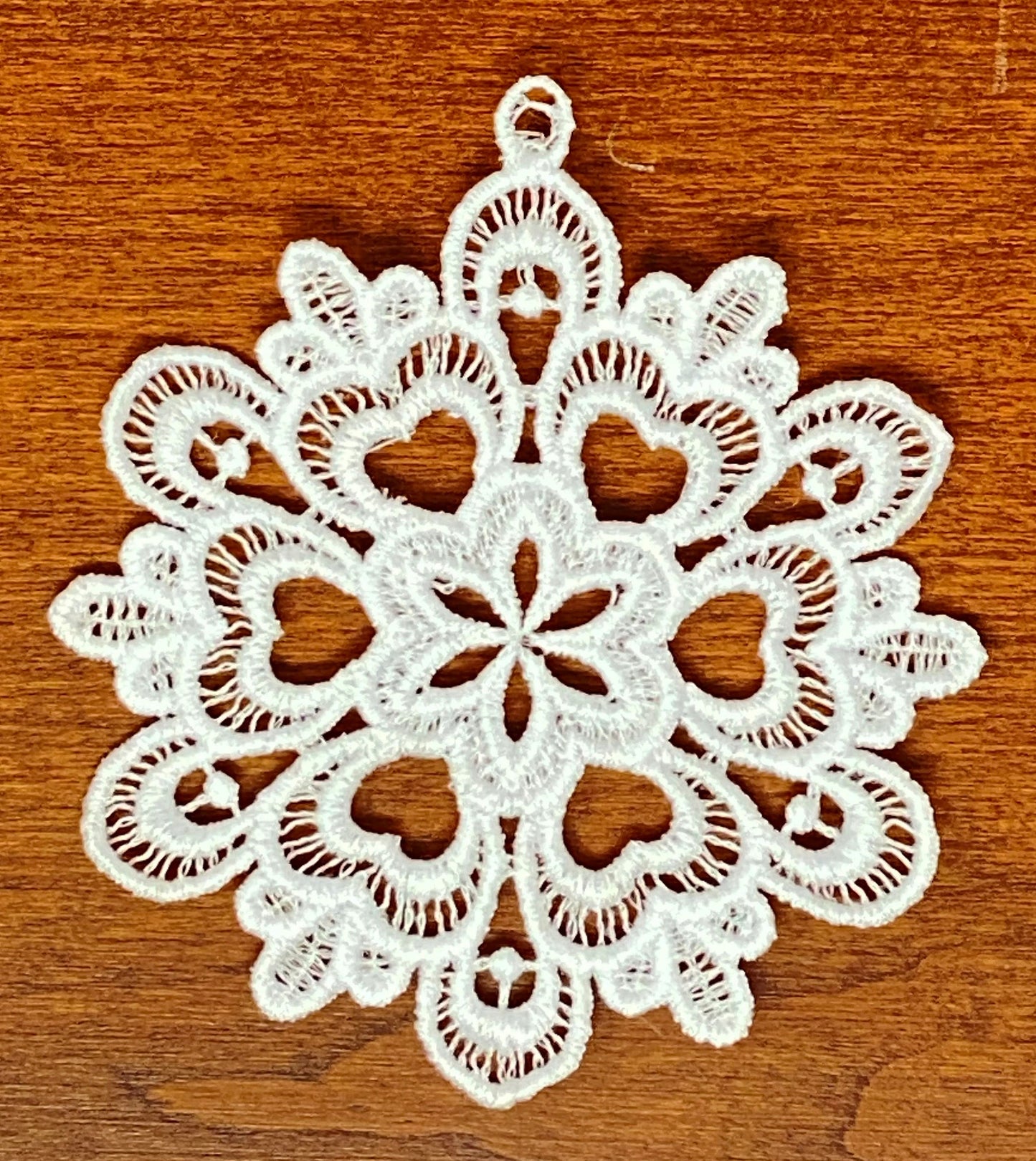 FSL Snowflake Ornaments - Set of 6, Embroidered Snow flake Ornaments,