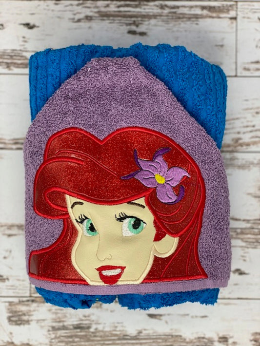 Mermaid Hooded Towel, Mermaid Childrens Beach Towel, Personalized Mermaid Kids Hooded Towel, Mauve Purple Red