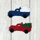 Lace Truck Ornament, Embroidered Truck Ornaments, Red Truck with Christmas Tree, Blue Truck with Snowflake, Gift, Hanging Ornament