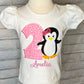 ANY Age ANY Size Penguin Birthday Shirt and Hairbow, 2nd Birthday Shirt, Smash Cake Birthday Shirt