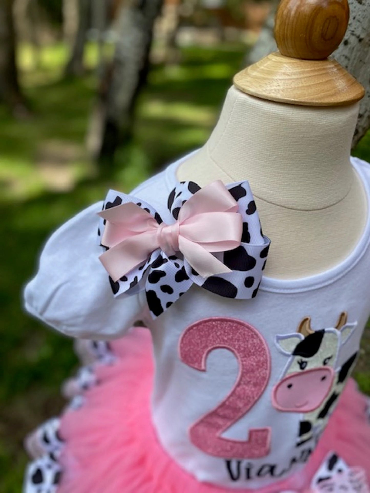 Cow Theme Birthday Tutu, Cow Birthday Outfit, Farm Animal Theme Birthday, Any Age, Cow Ribbon Pink Tutu