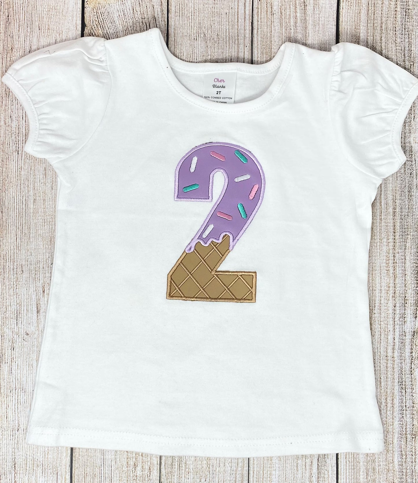 ANY Age ANY Size Ice Cream Shirt, Girls Ice Cream Party, 2nd Birthday Party, Smash Cake Shirt