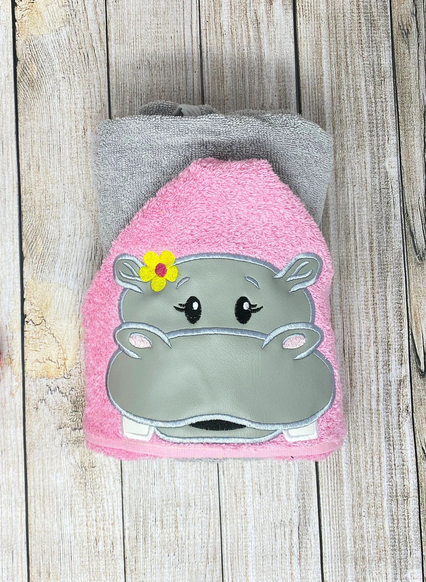 Hippo Hooded Towel, Kids Beach Towel, Beach Towel, Personalized Hooded Towel