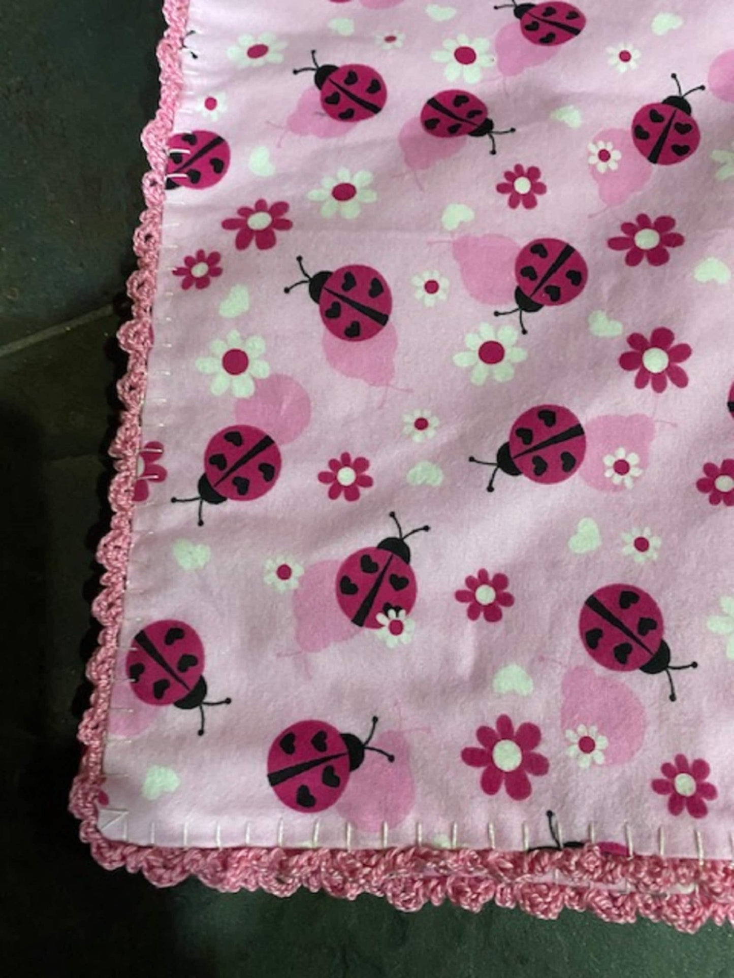 Cute Pink Ladybug Receiving Blanket, Baby Shower Gift, double sided flannel