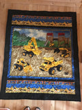 Caterpillar Quilt 51" x 61", Kid's Construction Quilt, Toddler Bed Quilt, Construction Crib Quilt