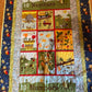 Owl Forest Crib Quilt 41"x55", Outdoors Quilt, Forest Animals Toddler Quilt, Lime Minky backing