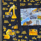 CAT Equipment Machinery Construction Twin-sized Lap Quilt, Heavy Caterpillar Equipment Quilt, 59" x 82"
