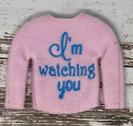 I'm Watching You Pink Elf Doll Sweater, I'm Watching You Elf Clothing, Elf Clothes