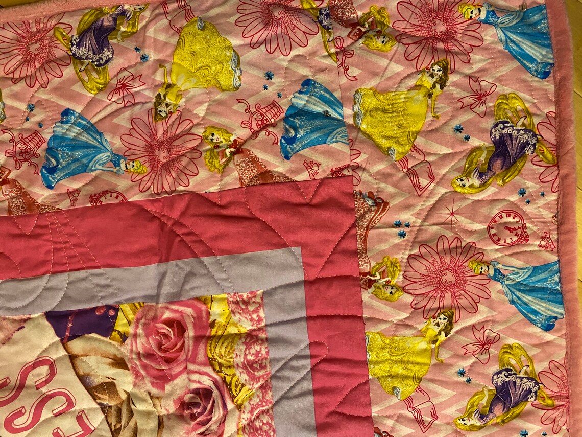 Princess Lap Quilt 48" x 56", Princess Toddler Bed Quilt, Girls Quilt, Birthday Christmas Quilt