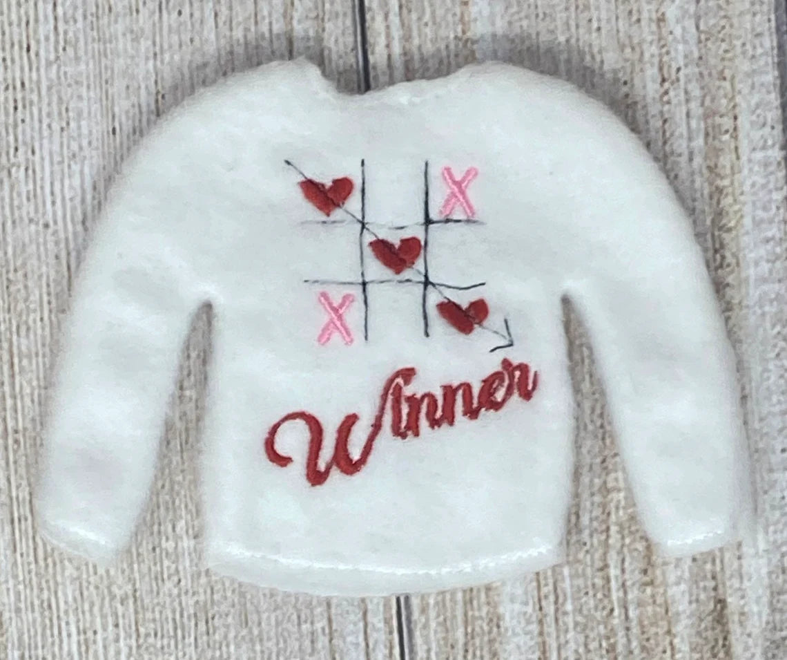 X and O Elf Doll Sweater, Game Elf Clothing, Valentine Heart Elf Sweater, Elf Clothing, Elf Props