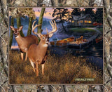 Realtree Deer 36" x 44", Deer Motorboat, Red Canoe, Red Truck, Log Cabin, Realtree Fabric Panel