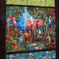 Elephant Lap 49"x24", Elephant Lovers Couch Quilt, Elephant Forest quilt, Black Minky Backing