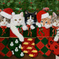 Kittie Stockings Fabric Panel 36"x44", Christmas Stockings with Cats Fabric Panel