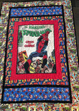 Superhero Lap Twin Quilt 59" x 80", Comic Book Birthday Superhero Quilt, Gift Superhero Quilt