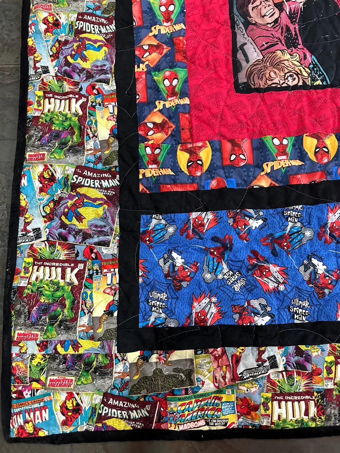 Superhero Lap Twin Quilt 59" x 80", Comic Book Birthday Superhero Quilt, Gift Superhero Quilt