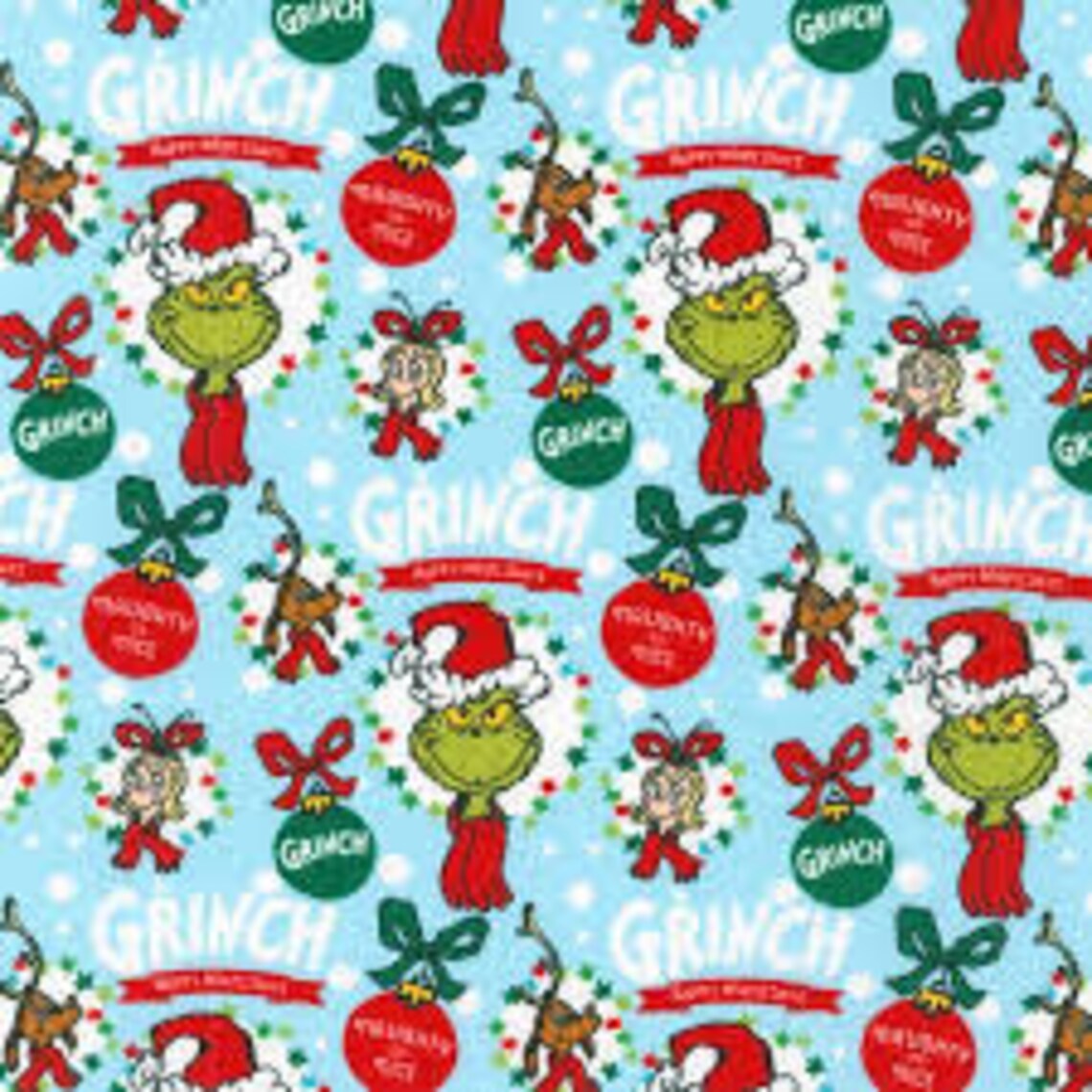 Grinch Merry Grinchmas 1/2 yard, How the Grinch Stole Christmas, 100% Quilt Shop Cotton, Fabric by the Yard, Robert Kaufman