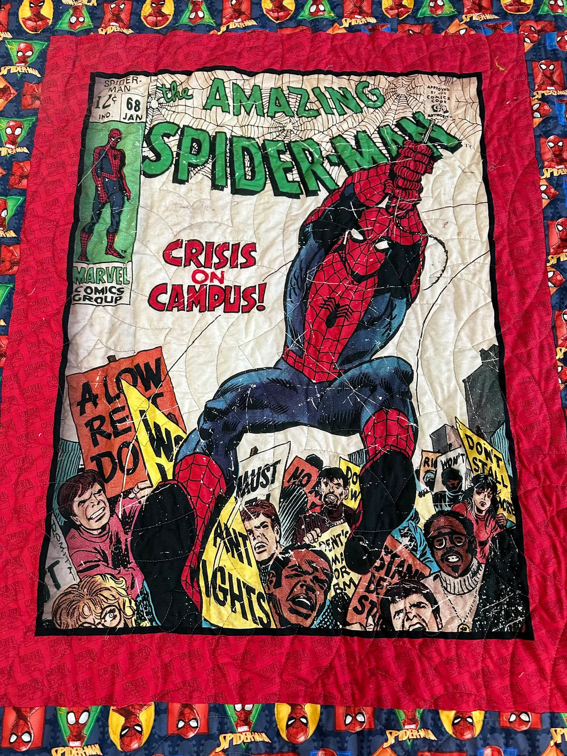 Superhero Lap Twin Quilt 59" x 80", Comic Book Birthday Superhero Quilt, Gift Superhero Quilt