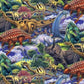 Dino World Dinosaur Allover Scene, Digitally Printed, Matching Panel available, Sold by the Yard, David Textiles