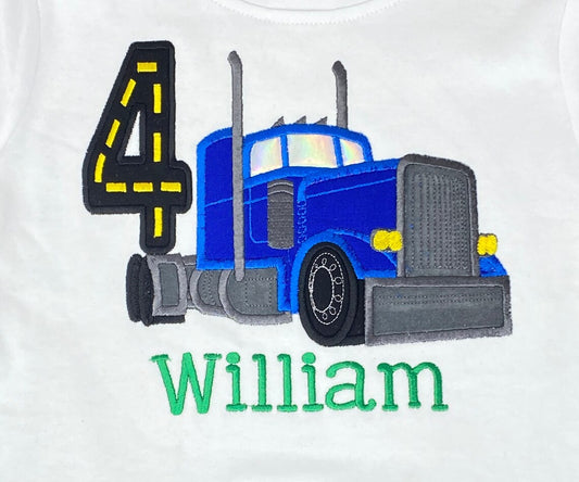 ANY Age ANY Size Semi-truck Birthday Shirt, Blue Semi Birthday Party, Boys Truck Birthday