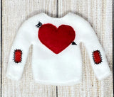 Valentine's Day Elf Doll Sweater, Heart Patch Elf Clothing, Elf Props