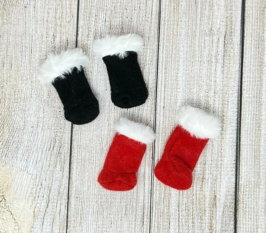 Elf Doll Boots with Fur, 12" Doll Boots, Christmas Elf, Doll Clothing, Elf Accessories