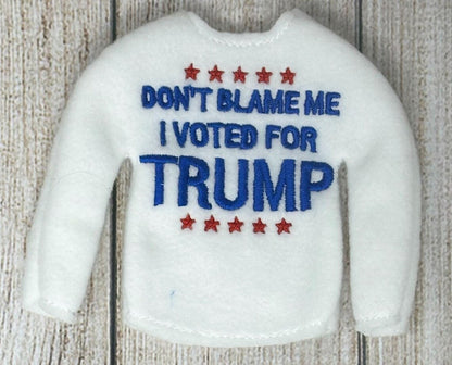 Trump 2024 Elf Sweater, Doll Clothing, Political Shirt, Elf Props, Elf Dress Up