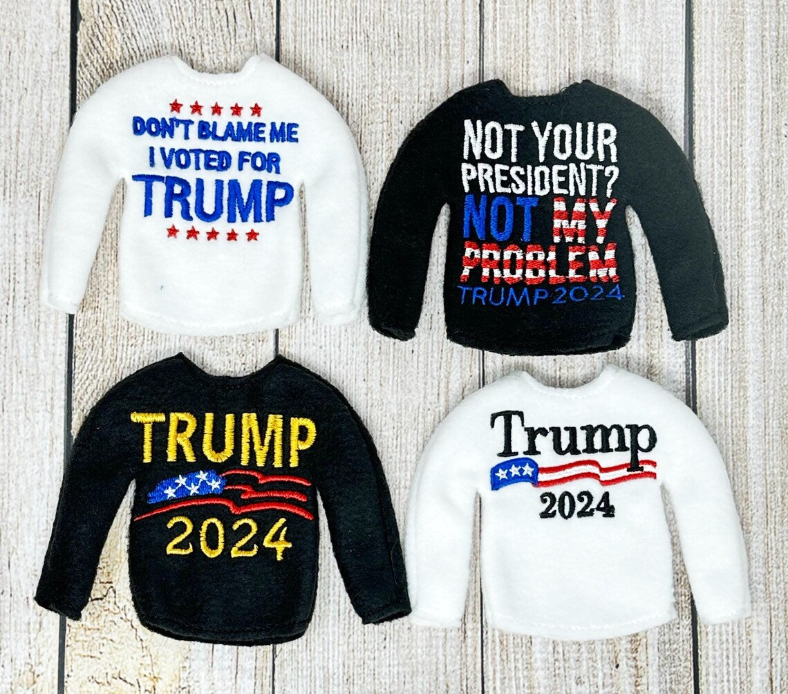 Trump 2024 Elf Sweater, Doll Clothing, Political Shirt, Elf Props, Elf Dress Up