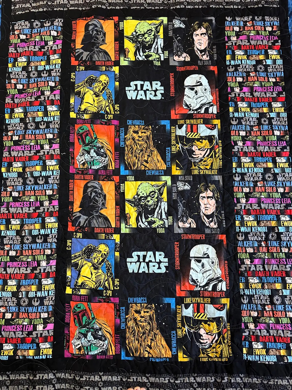 Star Wars Quilt 58" x 85", "Old Guys" Star Wars Bed Lap Twin Queen Couch Blanket Quilt