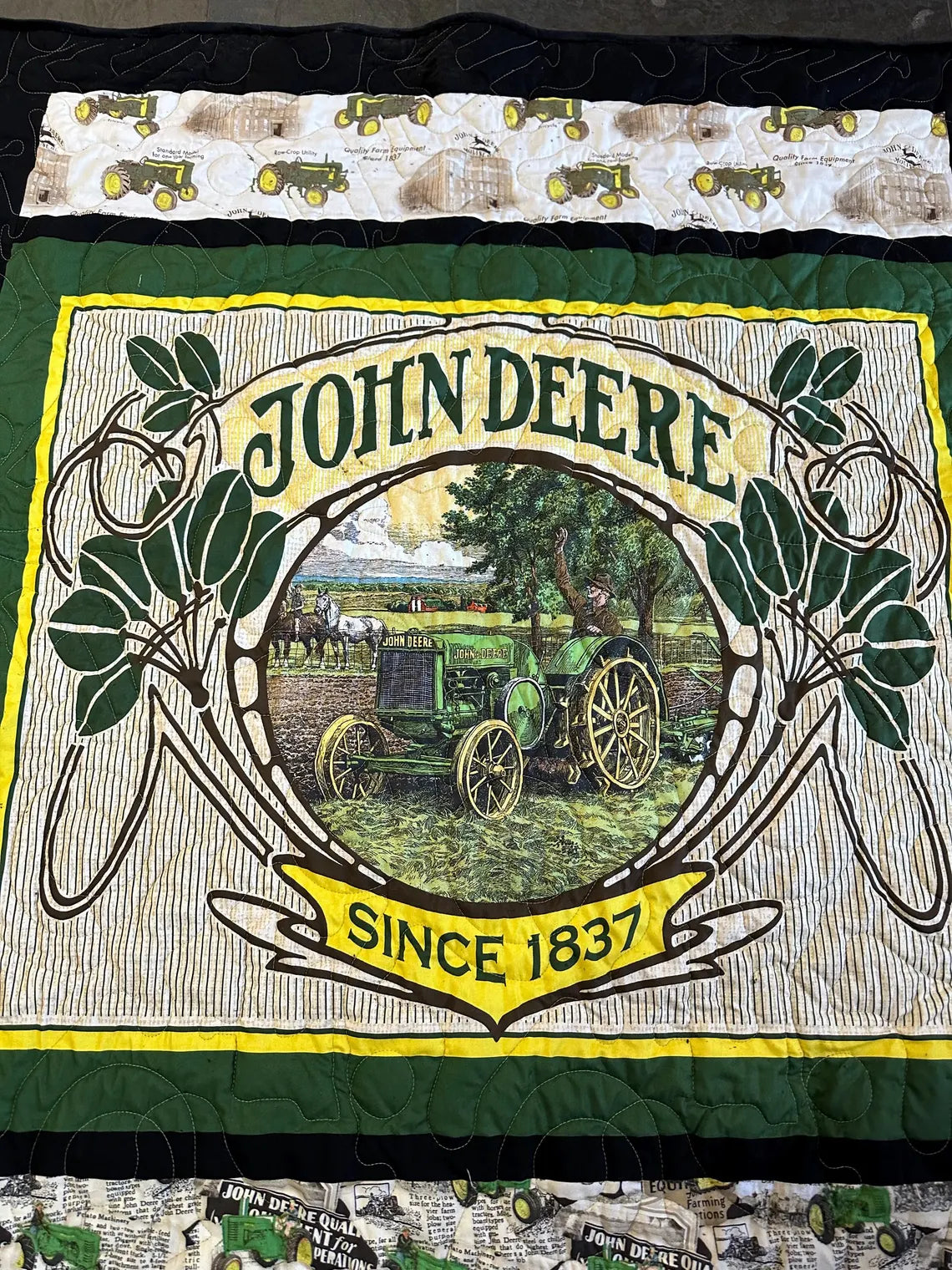 John Deere Quilt 51" x 60", Toddler Bed Lap Twin Couch Blanket Quilt