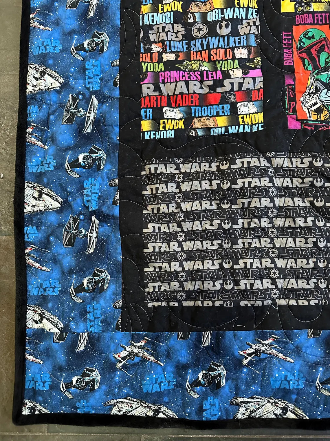 Star Wars Quilt 58" x 85", "Old Guys" Star Wars Bed Lap Twin Queen Couch Blanket Quilt