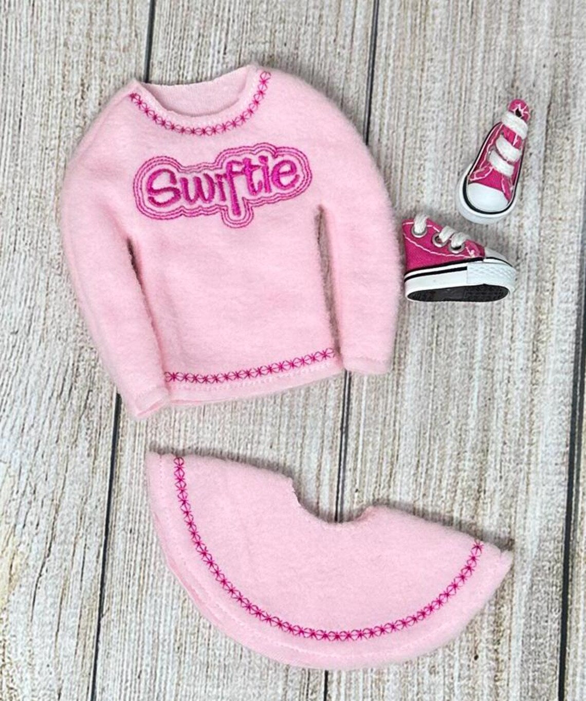 Pink Sweater Skirt Sneakers, Elf Doll Sweater, Elf Clothing, Christmas Elf, Elf Props