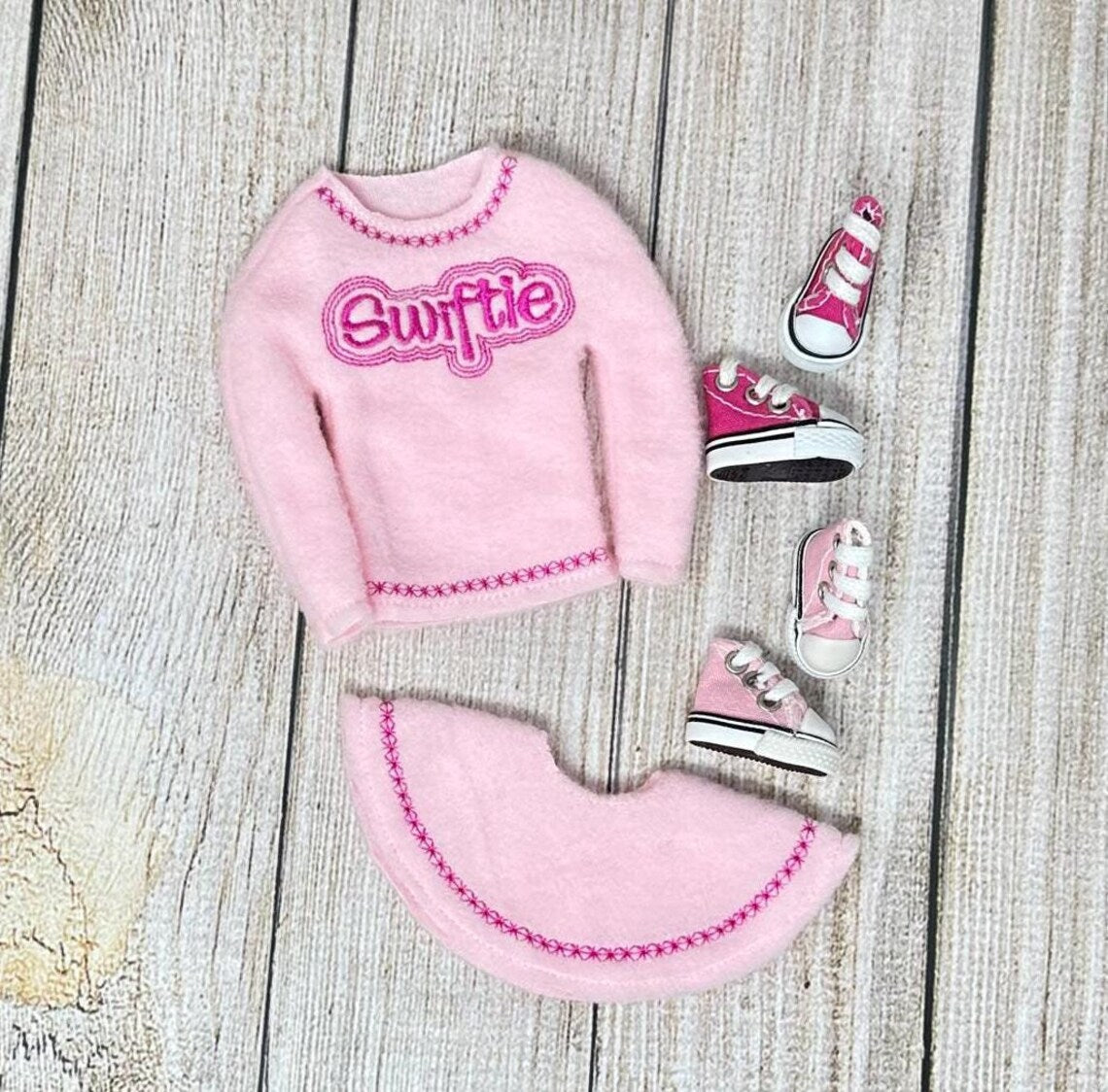 Pink Sweater Skirt Sneakers, Elf Doll Sweater, Elf Clothing, Christmas Elf, Elf Props