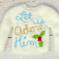 Let Us Adore Him, Adore Him Elf Sweater, Adore Him Doll Sweater, Christmas Elf, Elf Props