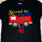 ANY AGE, Sound the Alarm, Boys Firetruck Shirt, 4th Birthday Shirt. Age 4 Firetruck Shirt, Fireman Shirt