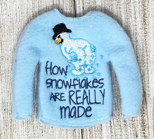 How Snowflakes are REALLY Made Elf Doll Sweater, Christmas Elf, Elf Clothing, Doll Clothing, Elf Props